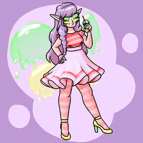 Lemon-lime fairy - shaded, simple background