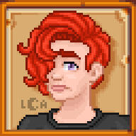 A pouty human with pale skin and bright red hair.