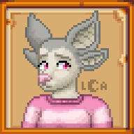 A concerned bat with four ears and a soft, warm palette.