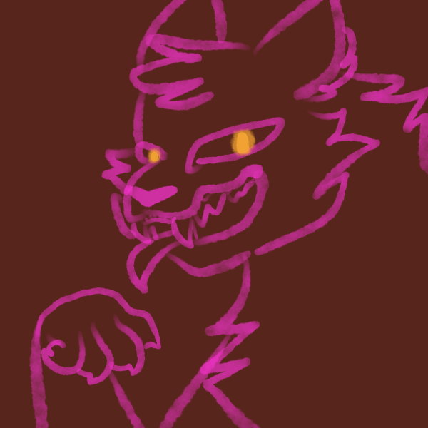 A bust Wiggly Animated Doodle of a cat with an evil grin.