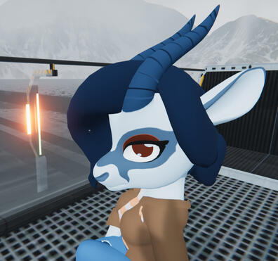 This gazelle has follow-me eyes. This was my first time modelling clothes. Screenshot taken in Submerge II. (@ocean-mare-art on tumblr)