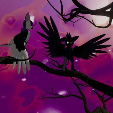 Two Crylan avatars made on my Crylan Avatar Base V1. Screenshot taken in Treehouse in the Shade. (me, wybiebutkgayer)