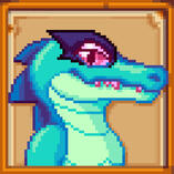 64x64 shaded pixel portrait of an alligator